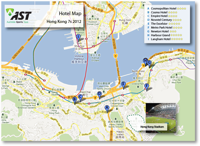 Australian Sports Tours Hotel Maps